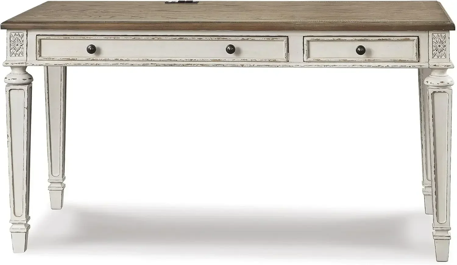 [عرض لفترة محدودة! ] مكتب مكتب منزلي من Realyn Farmhouse مقاس 60 بوصة مزود بشحن USB، باللون الأبيض