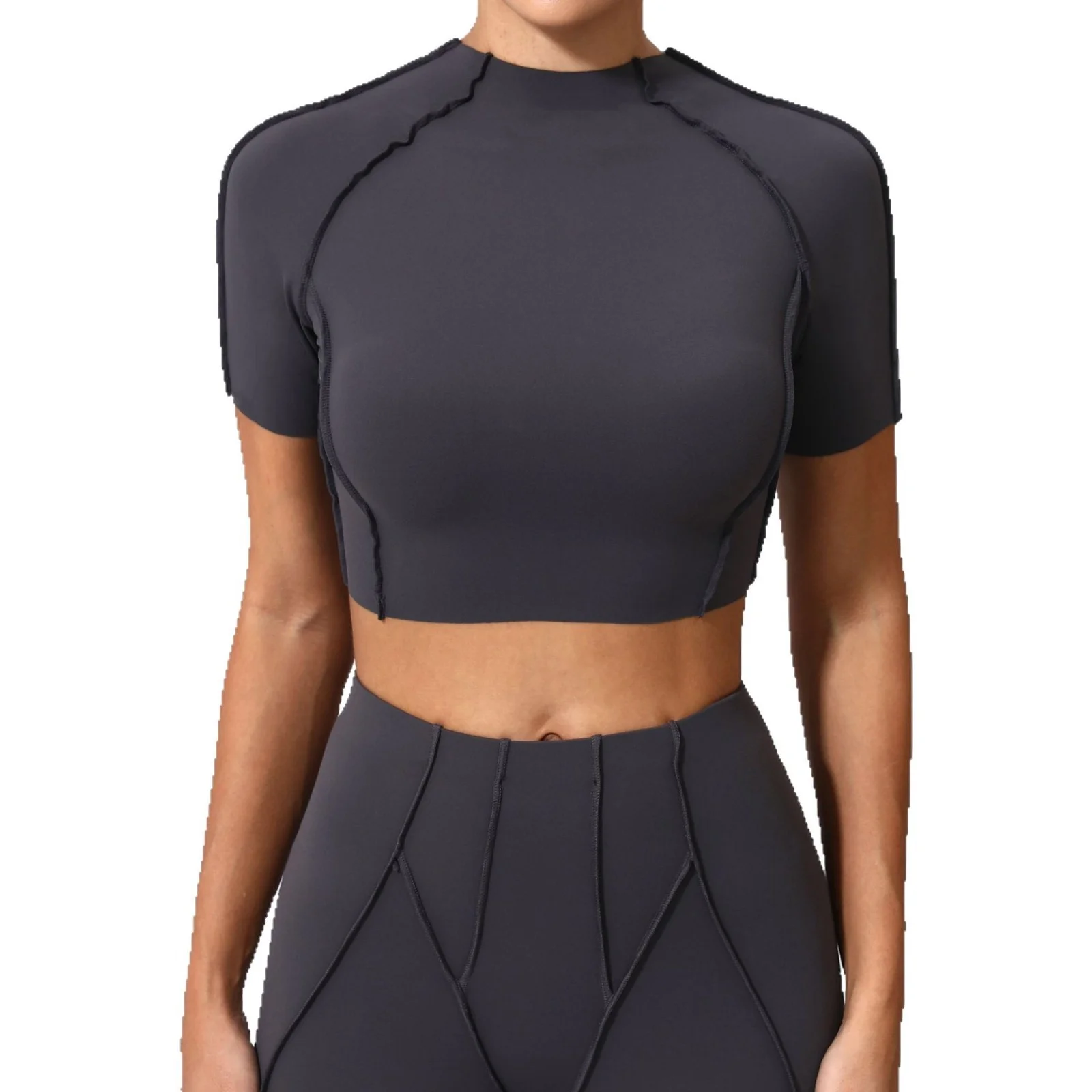 Nuovo abbigliamento da yoga, top a maniche corte dimagrante senza spalline da donna, alta elasticità e abbigliamento fitness leggero 4510