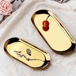 1PC new Nordic Style Gold Dining Plate Stainless Steel Dessert Plate Nut Fruit Cake Tray 17.9*8.5cm