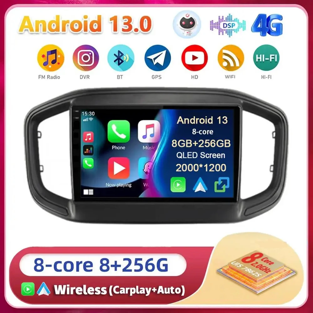 

Android13 For Fiat Strada 2020 2021 2022 Video Player Stereo Multimedia Navigation WIFI+4G Car Radio GPS Carplay Auto 360 Camera