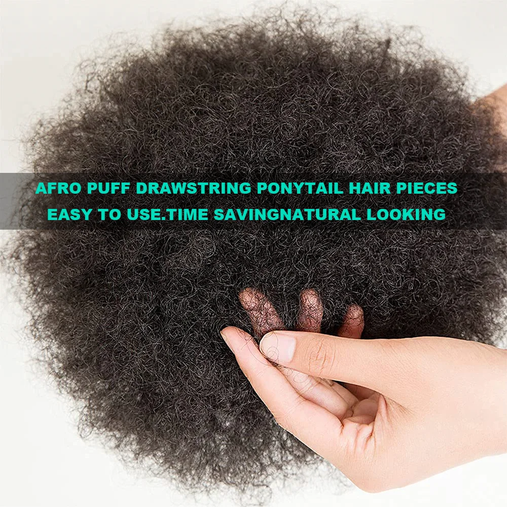 Afro Puff Drawstring Ponytail Extensão para Mulheres Negras, sintético curto Afro, Kinky Curly Bun Hairpieces, 10"