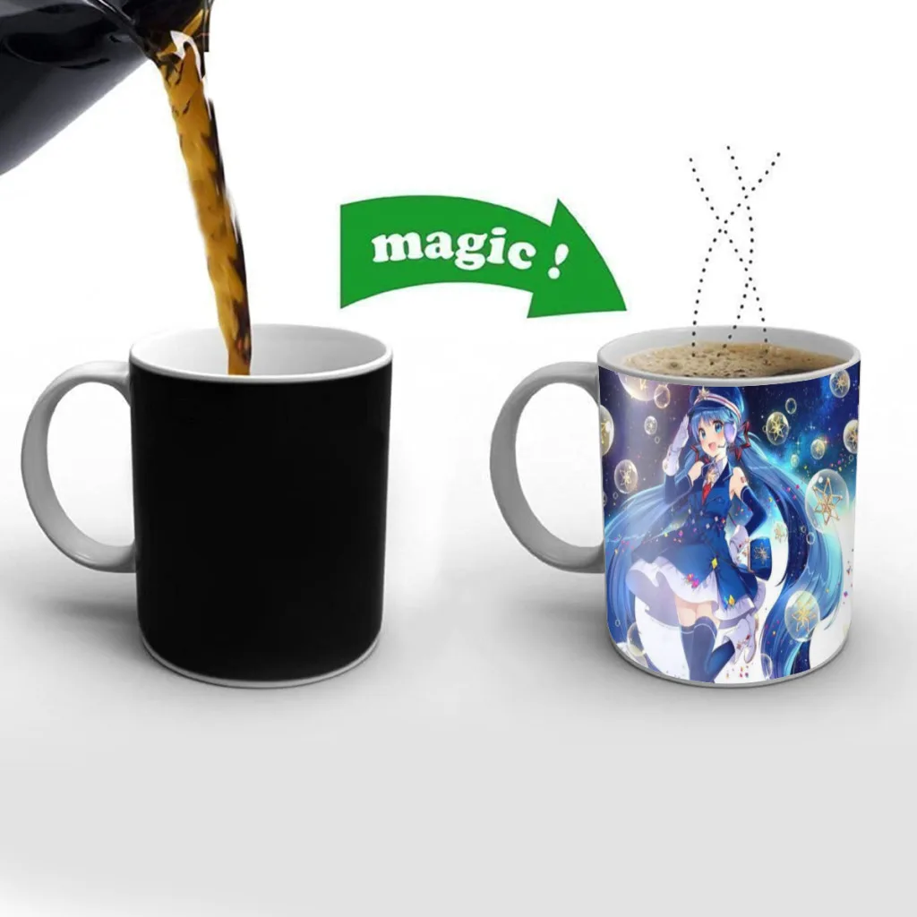 Anime Hatsunes Mikus Ceramic Magic Color Changing Cup, Heat Sensitive Mug, Hand Grip Coffee Cup, Temperature Change