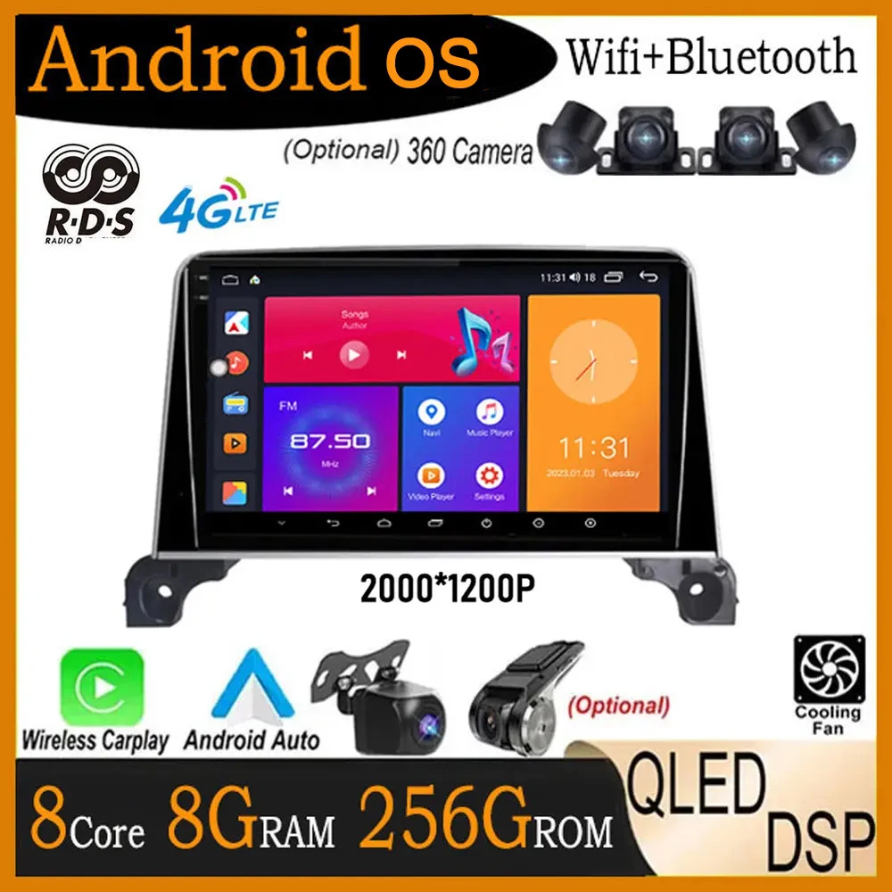 

4G Lte QLED Android 14 Car Raido Carplay For Peugeot 5008 4008 3008 2017 2018 2019 2020 GPS Multimedia Navigation BT WIFI