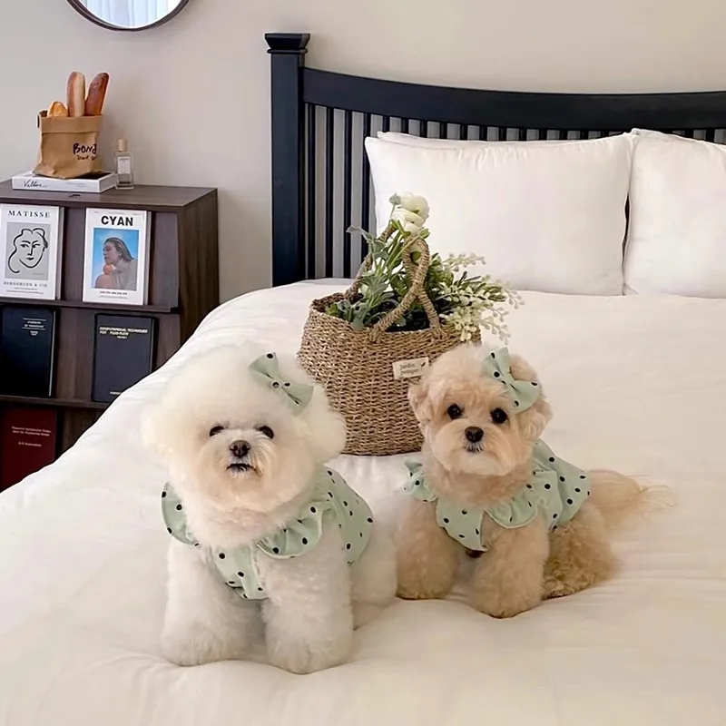 Summer Dot Pet Suspenders Dog Dress Luxury Puppy Skirt Chihuahua Bichon Small Dog Vest Dog Apparel Cat Clothinggirl Dog Clothes view 5