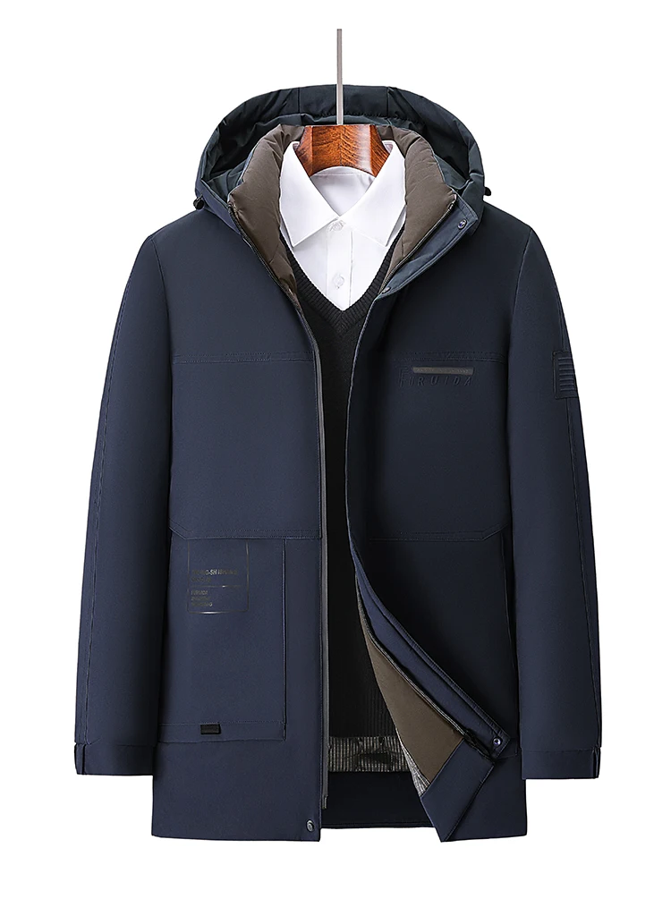 

High Quality Business Hooded Parka Loose Casual Thick Warm Waterproof Parkas Winter Comfortable Plus Size Cotton Coat
