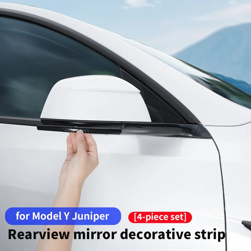 

For Tesla Model Y Juniper rearview mirror decorative strip, body reverse mirror anti-collision strip, 4 pieces