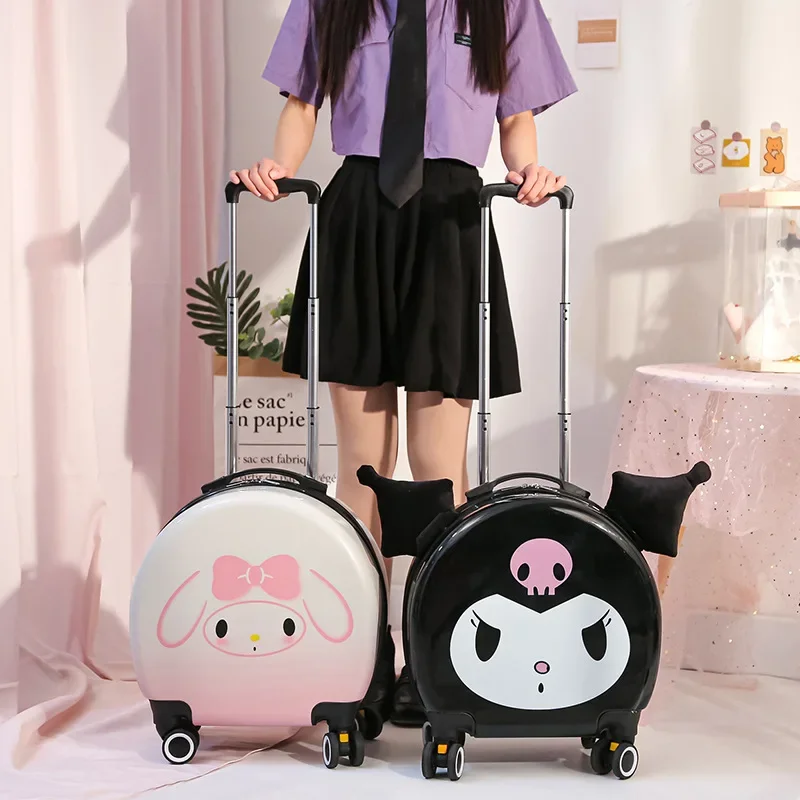

New Kuromi Children's Luggage My Melody Travel Case Child Suitcase Universal Wheel Boarding Box Cartoon Cinnamoroll