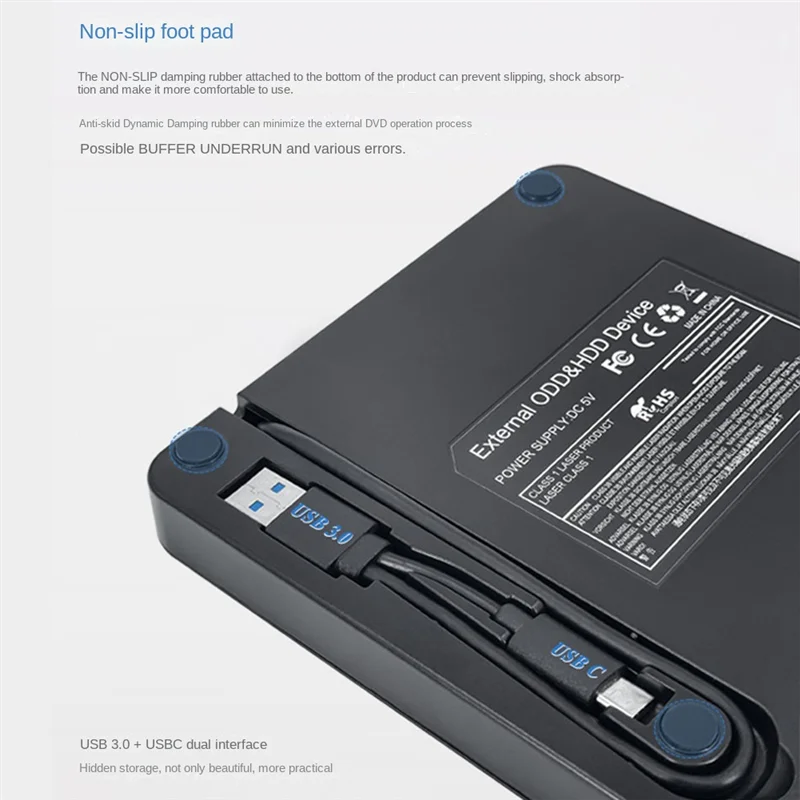 GFR5-محرك الأقراص الضوئية الخارجية للكمبيوتر المحمول USB3.0 مشغل محرك الأقراص الضوئية الخارجية