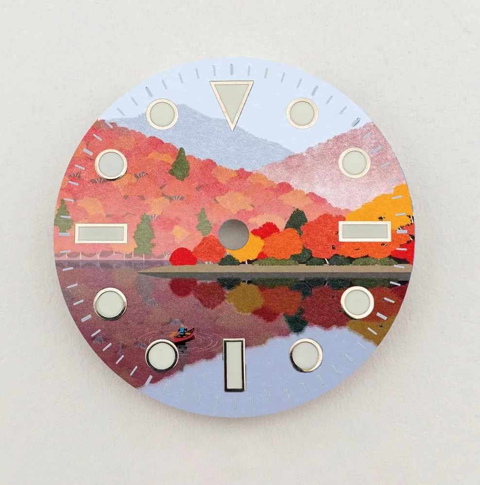 Nh35 dial natural paisagem criativa dial 28.5mm dial nh36 dial cor personalizada se encaixa nh35/36 movimento relógio peças de substituição