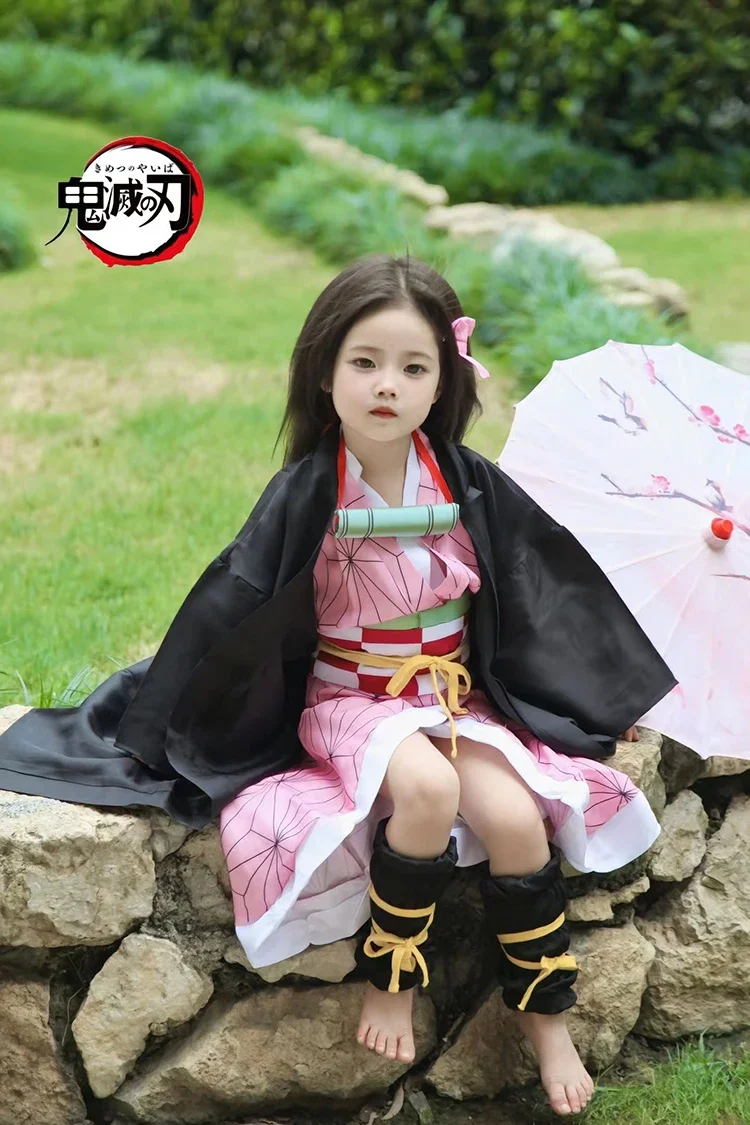 أزياء أنيمي شيطان القتلة التأثيرية كيميتسو نو يابا كامادو Nezuko ملابس موحدة كرنفال حفلة كوميك كون الكبار الاطفال شعر مستعار البدلة
