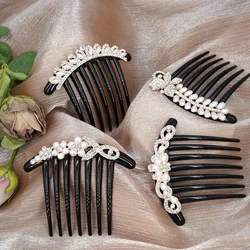 1pc Rhinestone Hair Clip Claws Barrettes Hair Comb Hair Maker Bun Vintage Insert Comb Clip Pearl Hairpin Hair Styling Tool Black