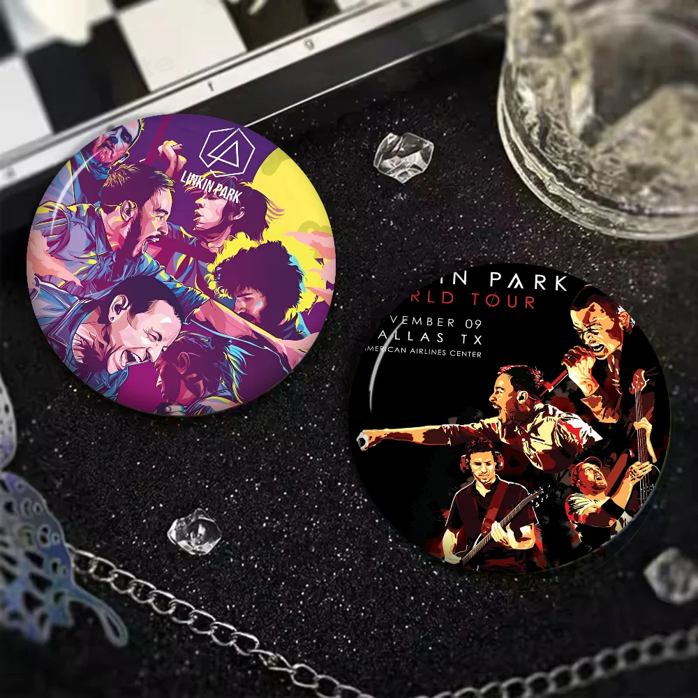 Rock Band L-Linkin Cool P-Park Handmade Pin Round Snap-in Brooches For Backpack Cothes Accessories Badge Hat Decoration