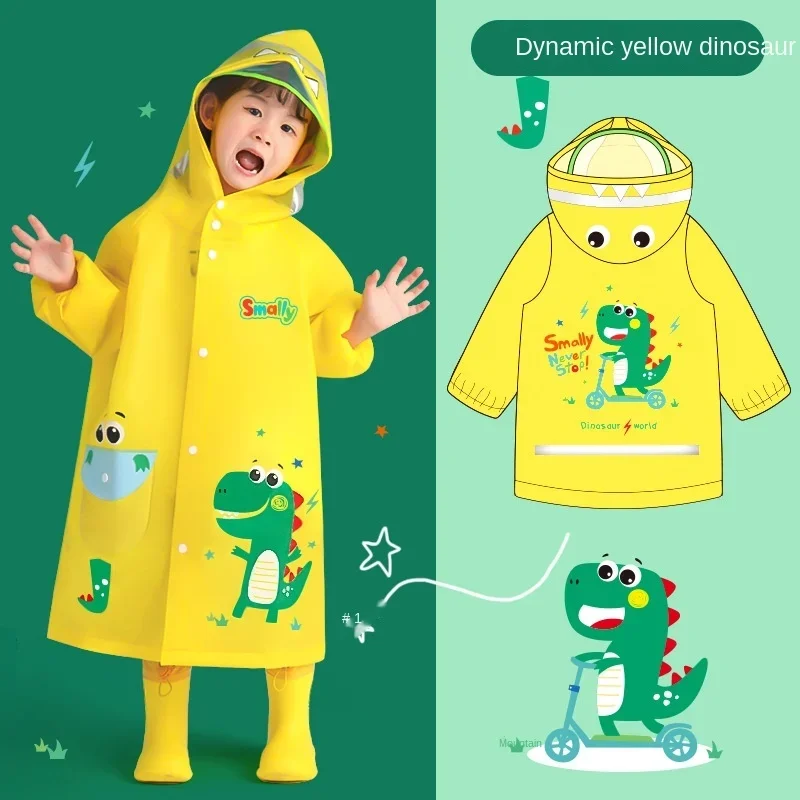 1-10 Years Old Children Raincoat kids Boys Girls Waterproof Jumpsuit Hooded One-Piece Cartoon Dinosaur Baby Rainwear And Pants