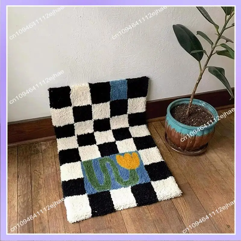 N83R زهرة حمام الحصير لينة أفخم الشطرنج شبكات لينة الأزهار الحمام السجاد السرير السجاد ديكور المضادة للانزلاق الكلمة حصيرة