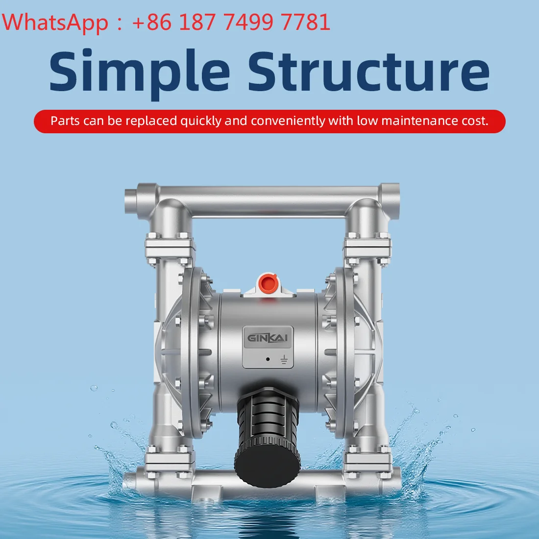 DN25 Pneumatic Diaphragm Pump Full Stainless Steel Pneumatic Diaphragm Water Pump Parts Wildenm Sludge Pump Bomba De Membrana