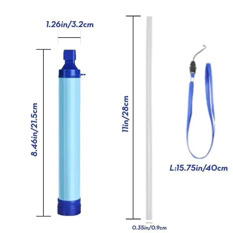 Outdoor Water Filter Straw Water Filter Emergency Survival Water Purifier for Prepper Emergency Equipment Hiking Camping