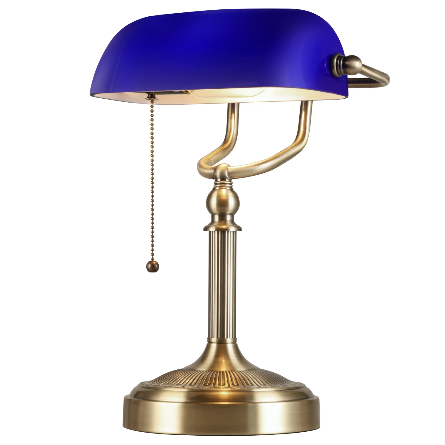 

New plug-in table lamp Blue glass banker lamp with China switch E27/E26 living room bedroom bedside sofa library table lamp