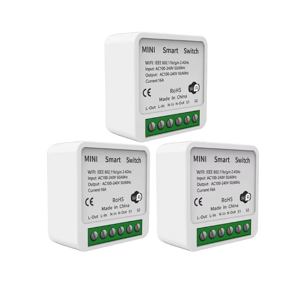 Mini 16A WiFi Switch Work with Tuya Smart Life App Smart Home DIY Module Interruptor Work for Alexa Google Home
