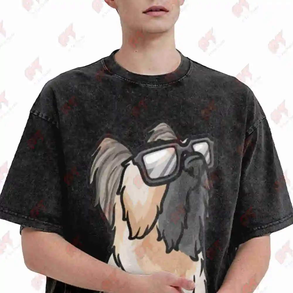 Briard Berger De Brie Stubborn Vintage Washed Tee Pure Cotton T-Shirt