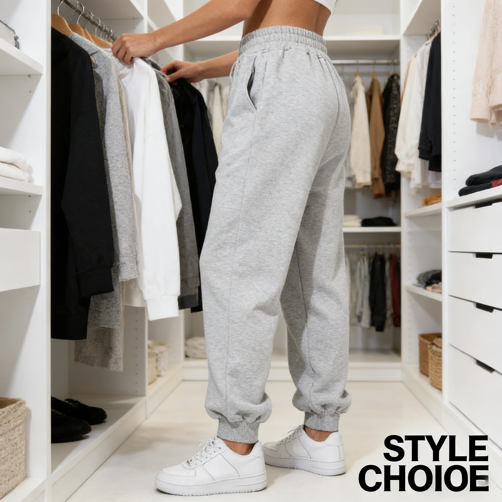 Womens High Waist Loose Sports Pants Comfortable Jogger Pants Casual Fleece Sweatpants With Pockets Elastic Waist Daily Trousers