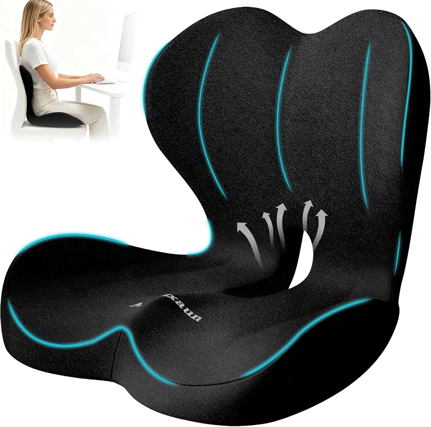 

Memory Foam Lumbar Support Cushion for Office Chair, Car Seat - Relieves Sciatica, Hip & Coccyx Pain