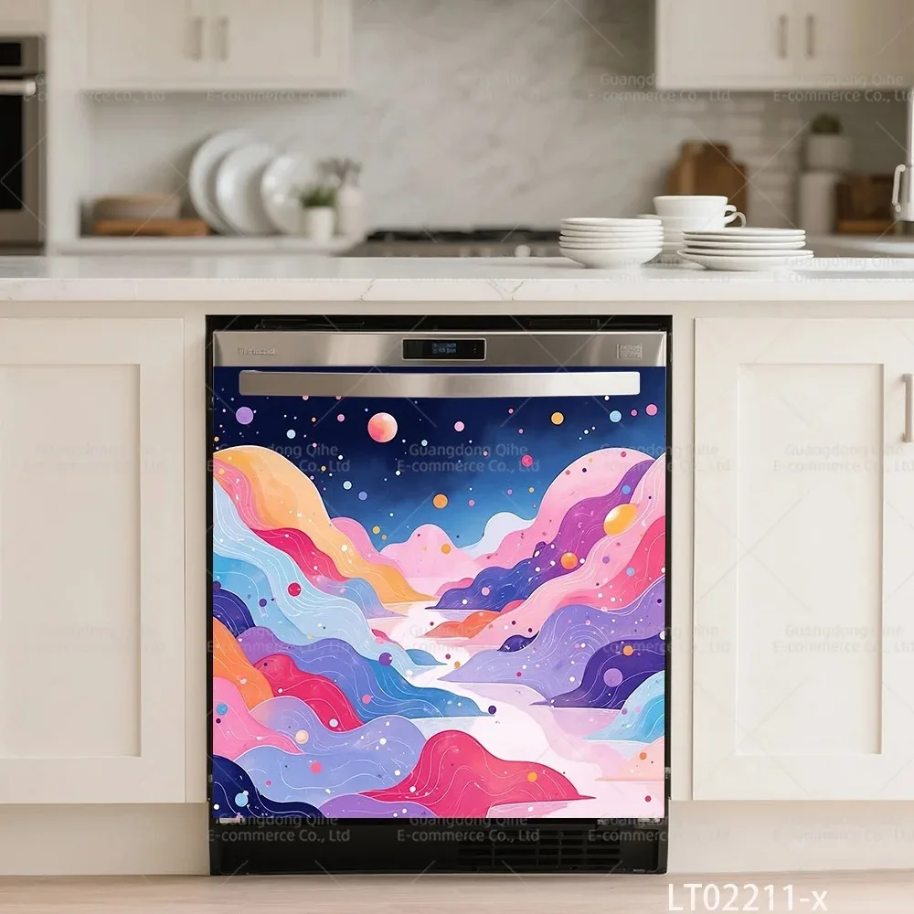 Creativity Chinese Ink Painting Dishwasher Stickers - Self-Adhesive Waterproof Vinyl Decals for Kitchen Appliances Door Mural view 4