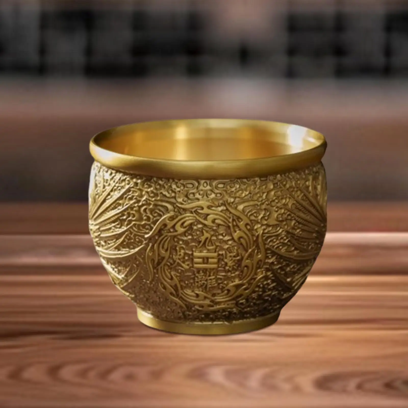 Feng Shui Treasure Bowl Rice Vat Sculpture Good Luck Basin Statue Fu Bowl Desktop Ornament for Living Room Bedroom Home Cabinet