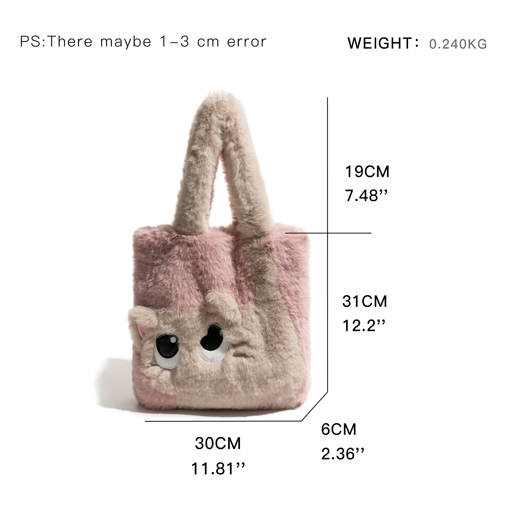 KOKOPEAS-Sac à main en peluche imprimé animal pour femme, sac à main Hobo, sac à main pour téléphone, sac de shopping initié, chaud, hiver, mignon, simple