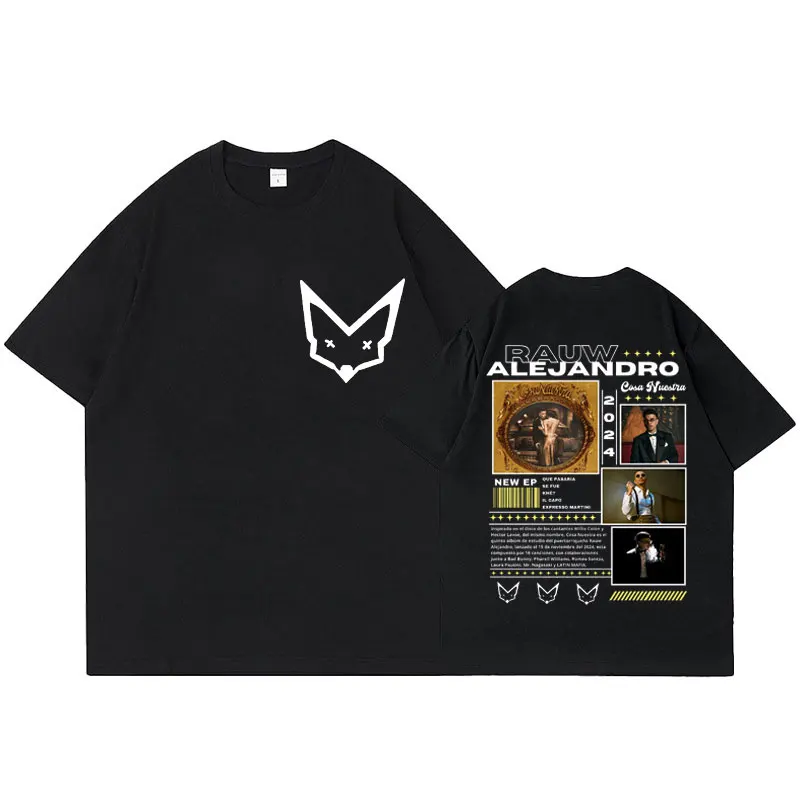

Limited Rauw Alejandro Cosa Nuestra Merch T Shirt Men Women High Quality Fashion Oversized T-shirt Summer Casual Cotton T-shirts