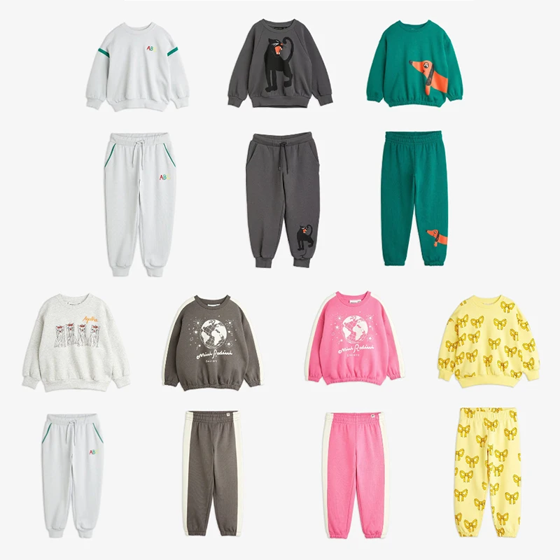 Kids Set 24 Autumn Nordic Style M.R Kids Sportswear children Sweatshirt Boys Fleece Sweatshirt Girls Pants【In Stock】