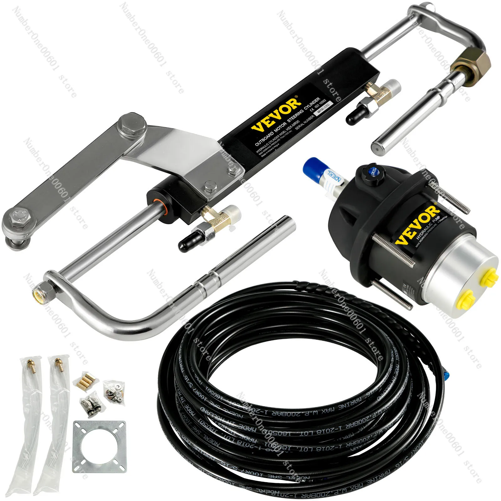 VEVOR Hydraulic Outboard Steering Kit 90HP Marine Boat Hydraulic Steering System for Single Station Single-Engine Boats Use