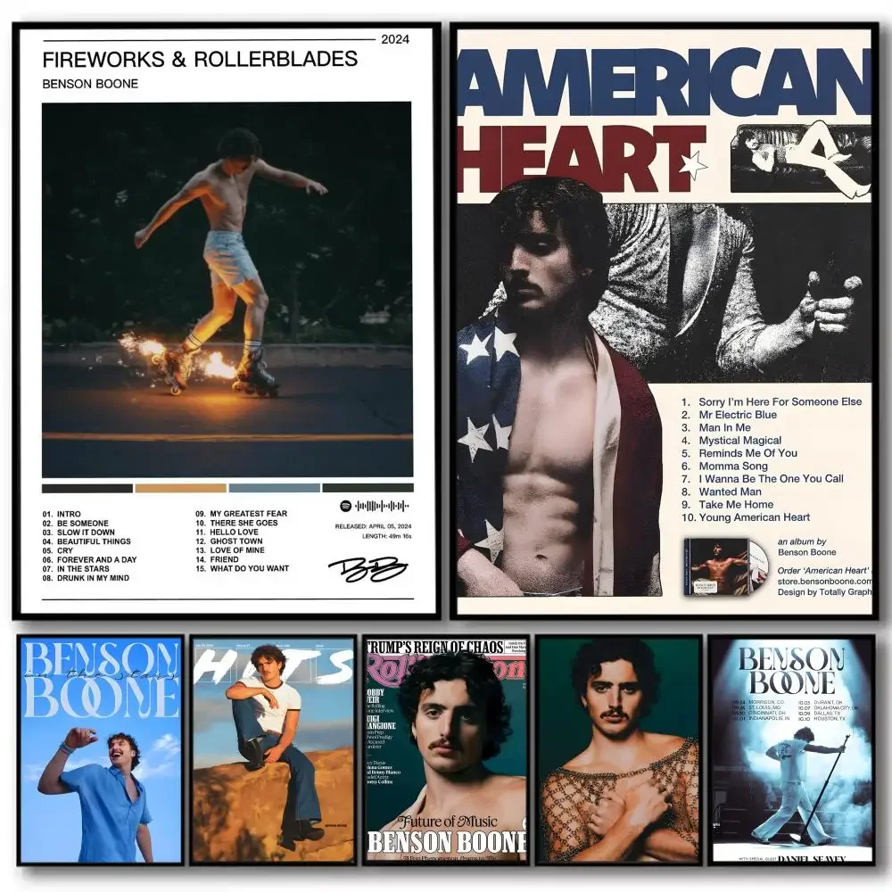 Pop Singer B_Benson Boone álbum clásico lienzo de lino póster arte de pared impresiones para sala de estar dormitorio Oficina decoración del hogar regalo