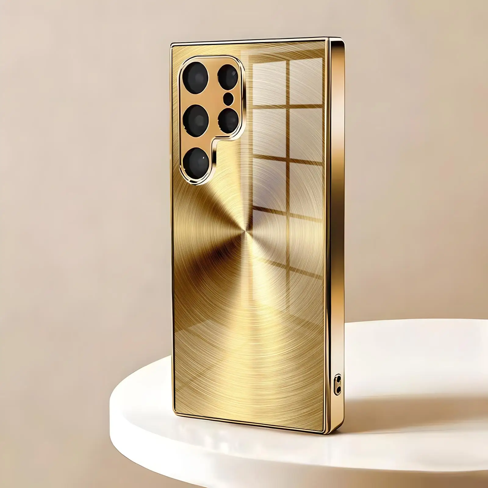 Brushed Metal Texture2  Phone Case For Samsung S26 S25 S24 S23 S22 S21 Plus Ultra Note20 Electroplated glass Phone Case view 4