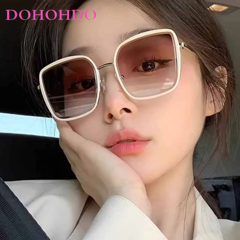 

DOHOHDO New Oversized Square Sunglasses Men Vintage Fashion Solid Shades Women Retro Ins Trendy UV400 Protection Eyewear UV400