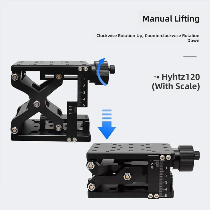 Z Axis Manual Lifting Table Shear Type Large Stroke Heavy Load Platform Optical Experiment Precision Fine Tuning Displacement