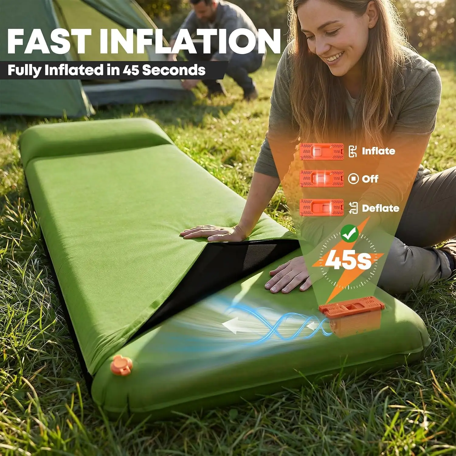Self Inflating Sleeping Pad with Electric Pump, 4