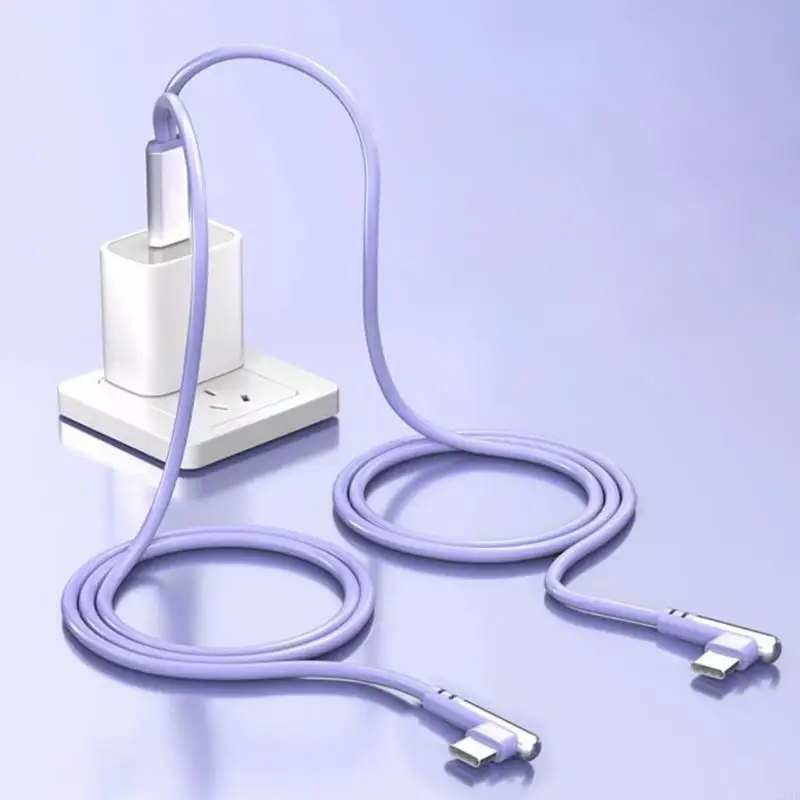  Double Bend USB Type C Splitter Cable 66W Fast Charging 480Mbps Data Transfer for Mobile Gaming & Multiple Device Charging