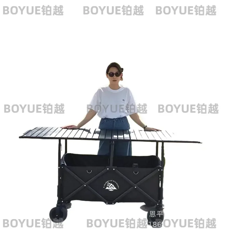 Large camper stall with roof awning gather convenient storage camp cart cart with umbrella lifting table
