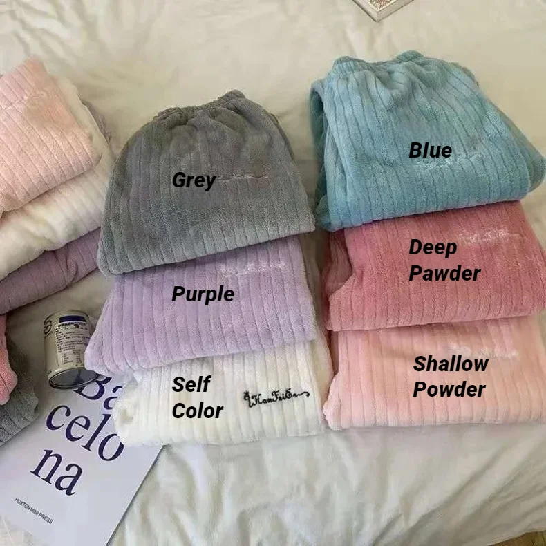 CHAUNGERM Damen Neues Winter-Korallenfleece-Pyjama-Set, Warmes Gepolstertes Freizeit-Loungewear-Schlafanzug-Set für Herbst und kaltes Wetter – Detail 3