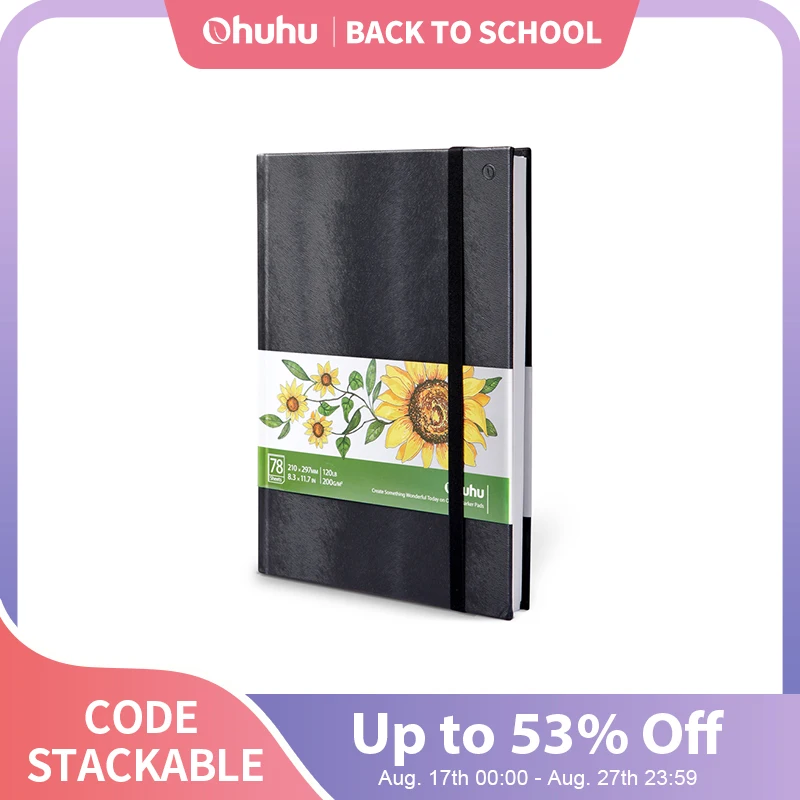 Ohuhu Pennarelli Quaderno per schizzi artistico Quaderno con copertina rigida Studente Pittura artistica Disegno Libro ad acquerello Graffiti Schizzo Materiale scolastico