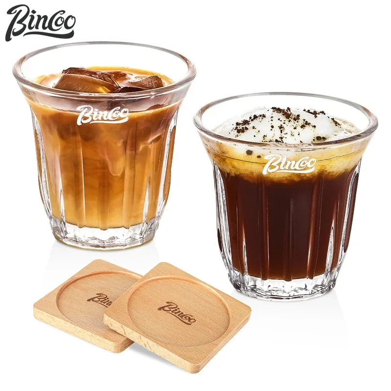 

Bincoo Small Espresso Latte Cup 90/160/200ml Glass Coffee Mug Transparent Vintage Americano mug Drinkware Tea Set Gift