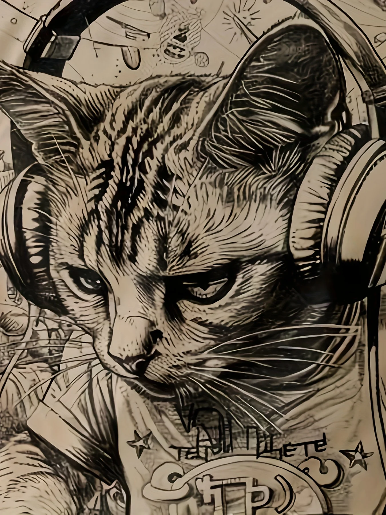 Street Casual DJ Cat Graphic T-Shirt - Unique Design, A Summer Essential Perfect for Street Style and Gym Wear