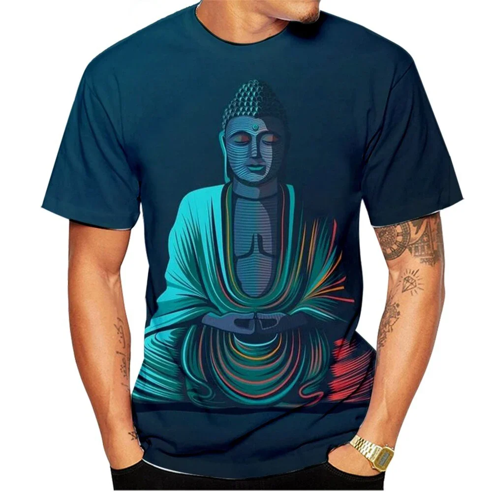 تي شيرت برسومات شاكيا موني بودا ، بلوزات برقبة مستديرة ، تيشيرتات بأكمام قصيرة ، كاجوال ، مطبوع ثلاثي الأبعاد ، هاراجونج ، موضة جديدة ، صيف