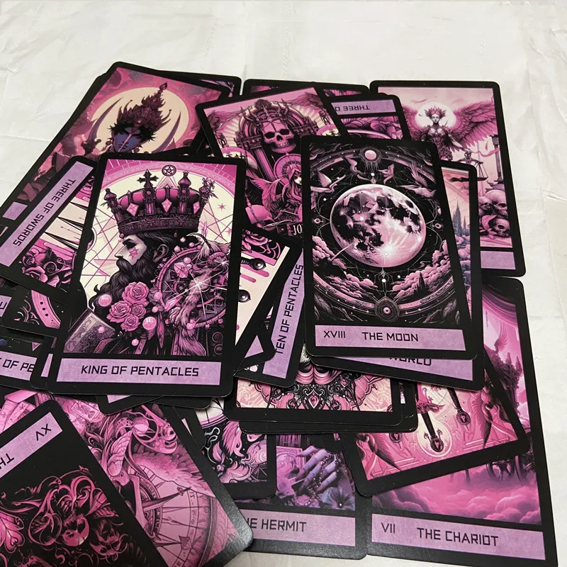 Pink Gothic Tarot Deck 78 cards English For Family Party High Quality Fortune Telling Divination Tarot Cards Deck Board Game