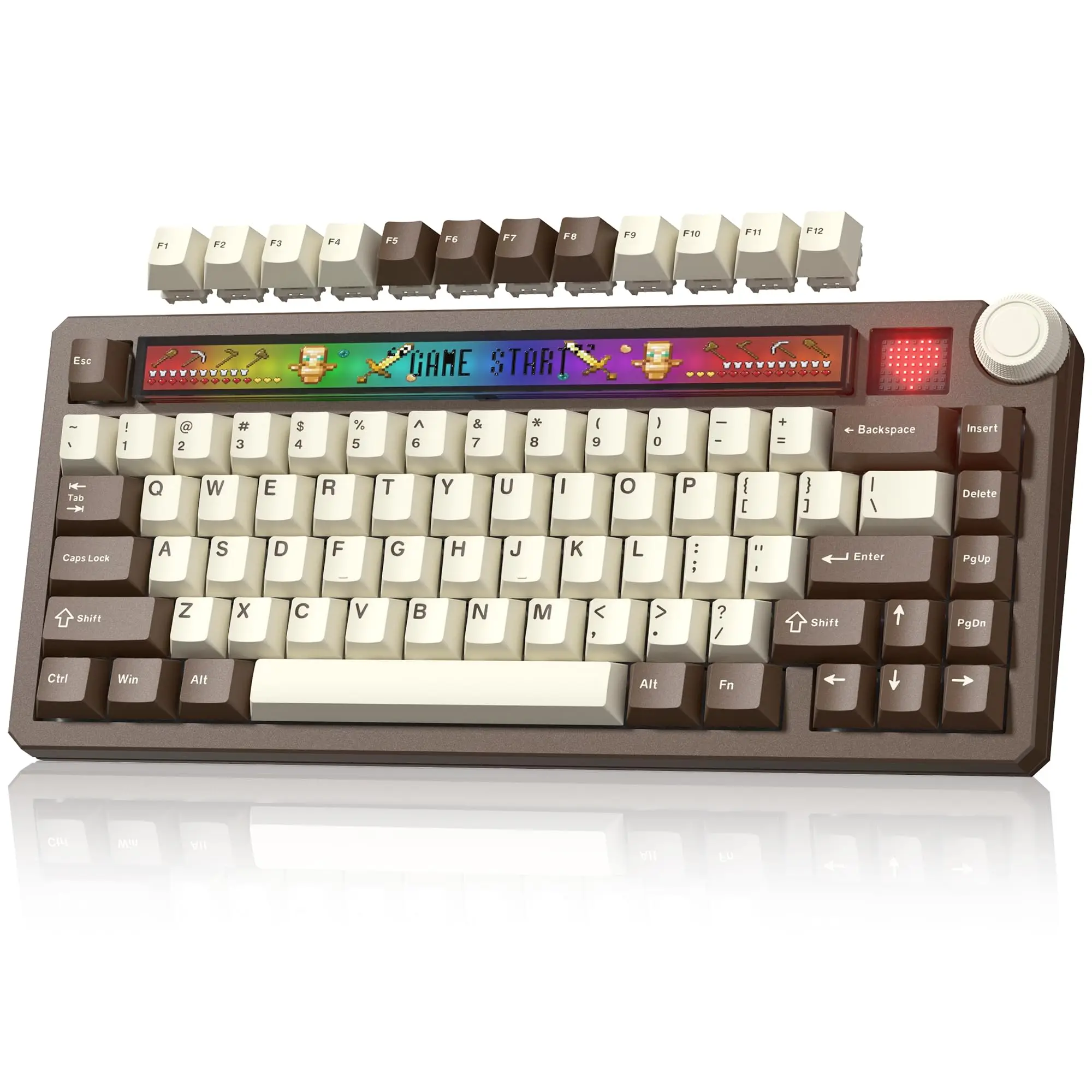 

Womier K80 75% Wireless Mechanical Keyboard with Screen&Knob Retro Clear Anime Light Box Design RGB Hot-Swappable VIA for Mac/PC