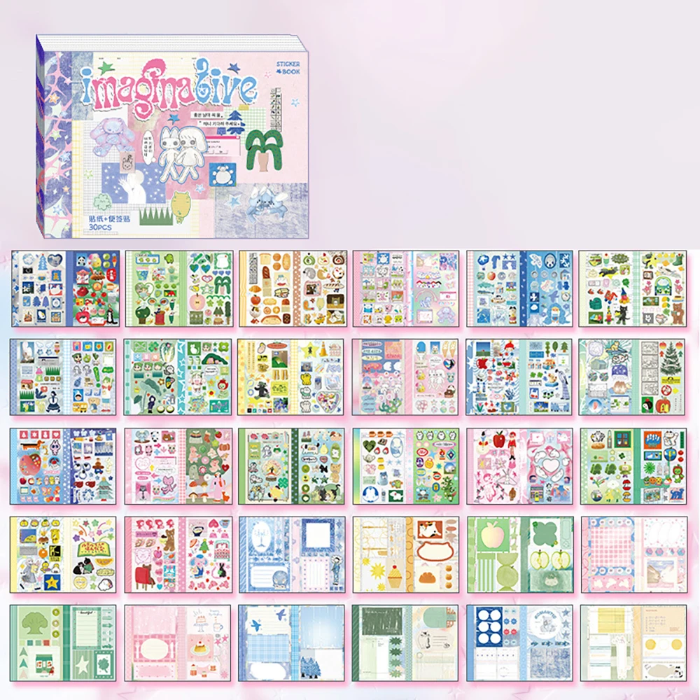 Kawaii المزدوج M5 ملصق كتاب Ins الكورية نمط لطيف الكرتون ملصقات الزخرفية رومانسية DIY كتيب سجل القصاصات اللوازم المدرسية