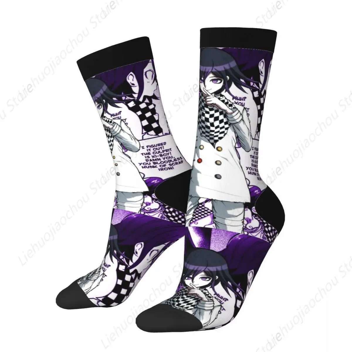 Kokichi Ouma Manga BUT PURPLE!!! Socks Men Women Polyester Fashion Danganronpa Socks Harajuku Spring Summer Autumn Winter Socks