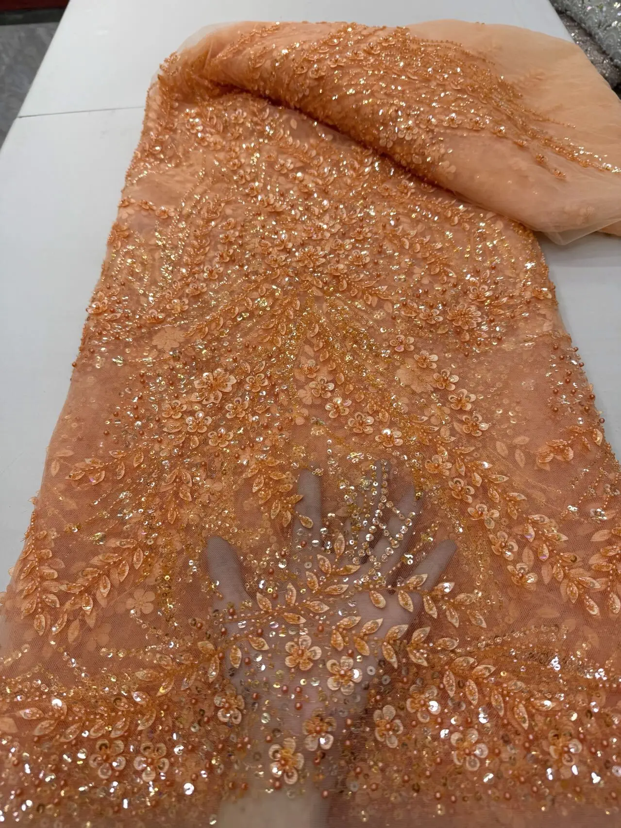 

Mesh African Lace Fabric 2025 With Sequins Tulle Evening Dresses For Women Embroidery French Fashion Fabrics Sewing 5yards Cloth