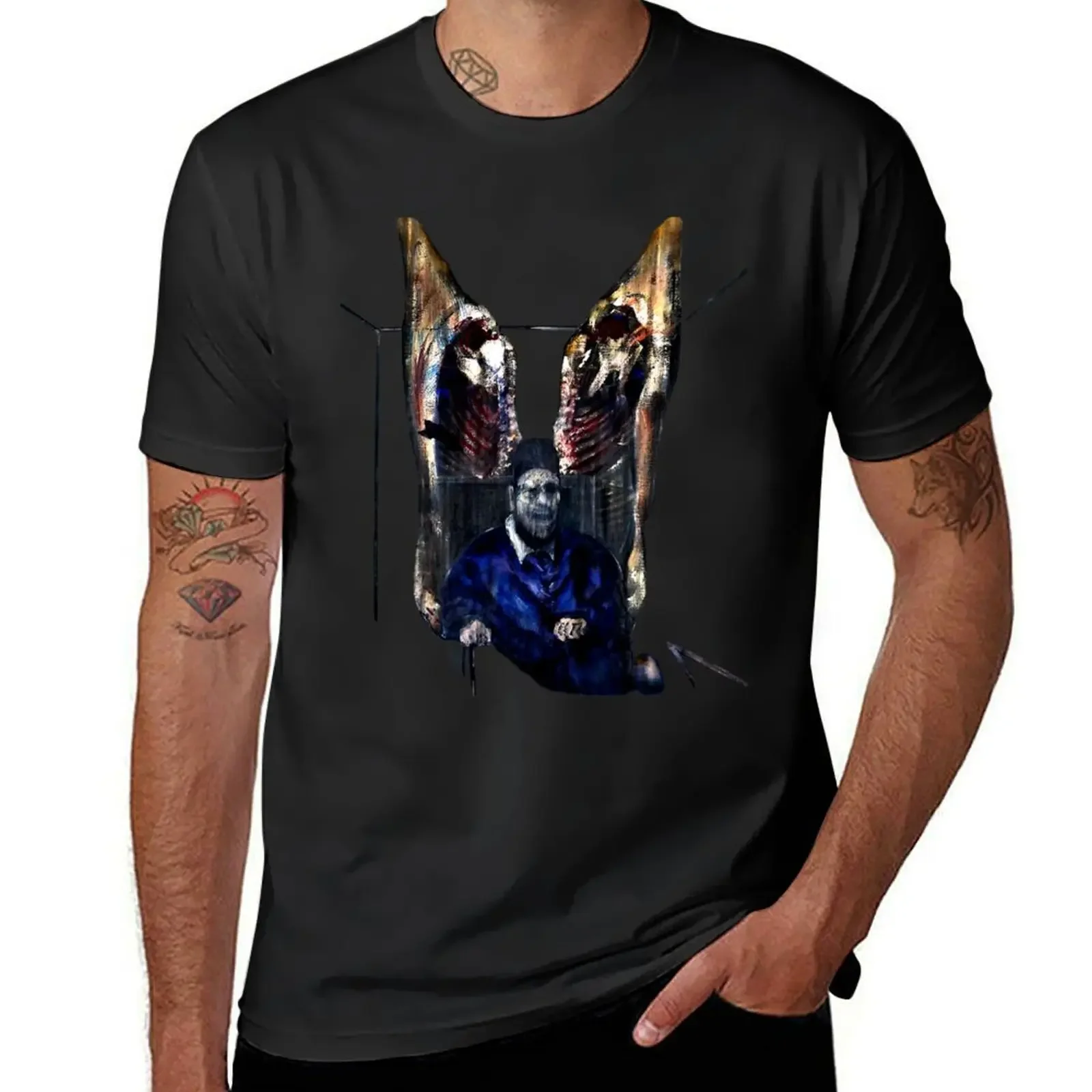 

Figure with Meat Francis Bacon Painting Art lover gift t shirt or mask T-Shirt cotton graphic tees black t-shirts for men