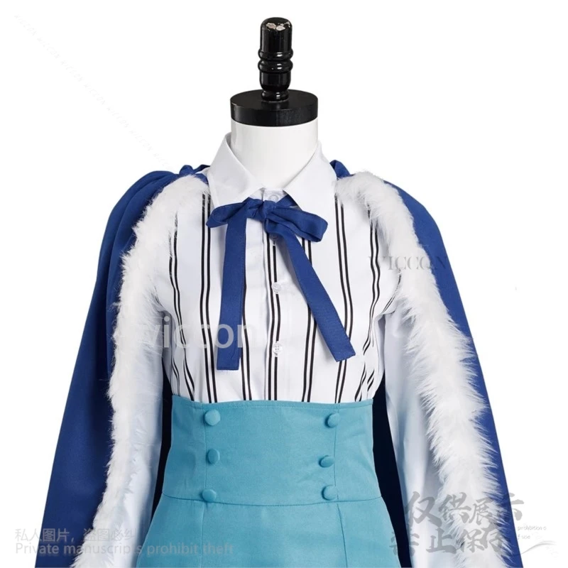 Ulti cosplay anime jaqueta saia azul manto laço sexy vestido lolita traje chifre peludo conjunto para mulher meninas halloween personalizado